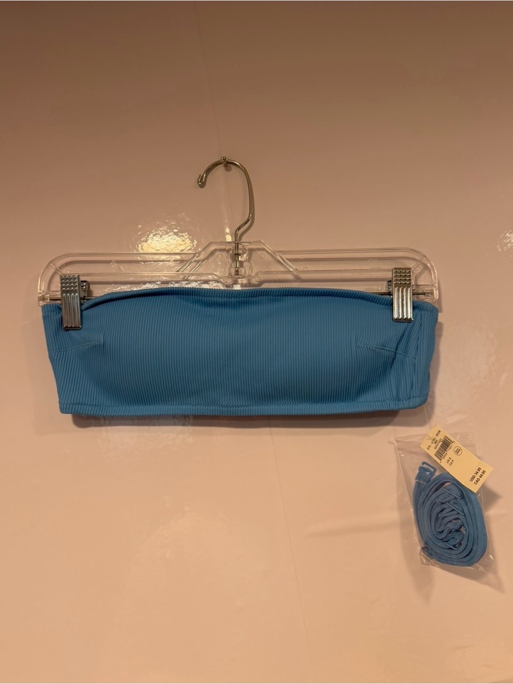 NWT‎ Aerie Blue Ribbed Swim Bandeau Top